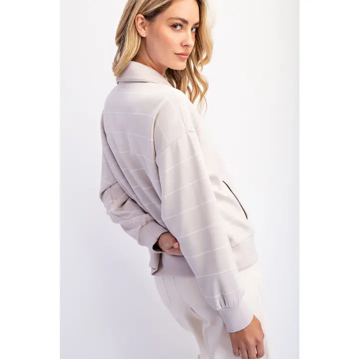 Regency Striped Crew Neck- Mocha/Cream