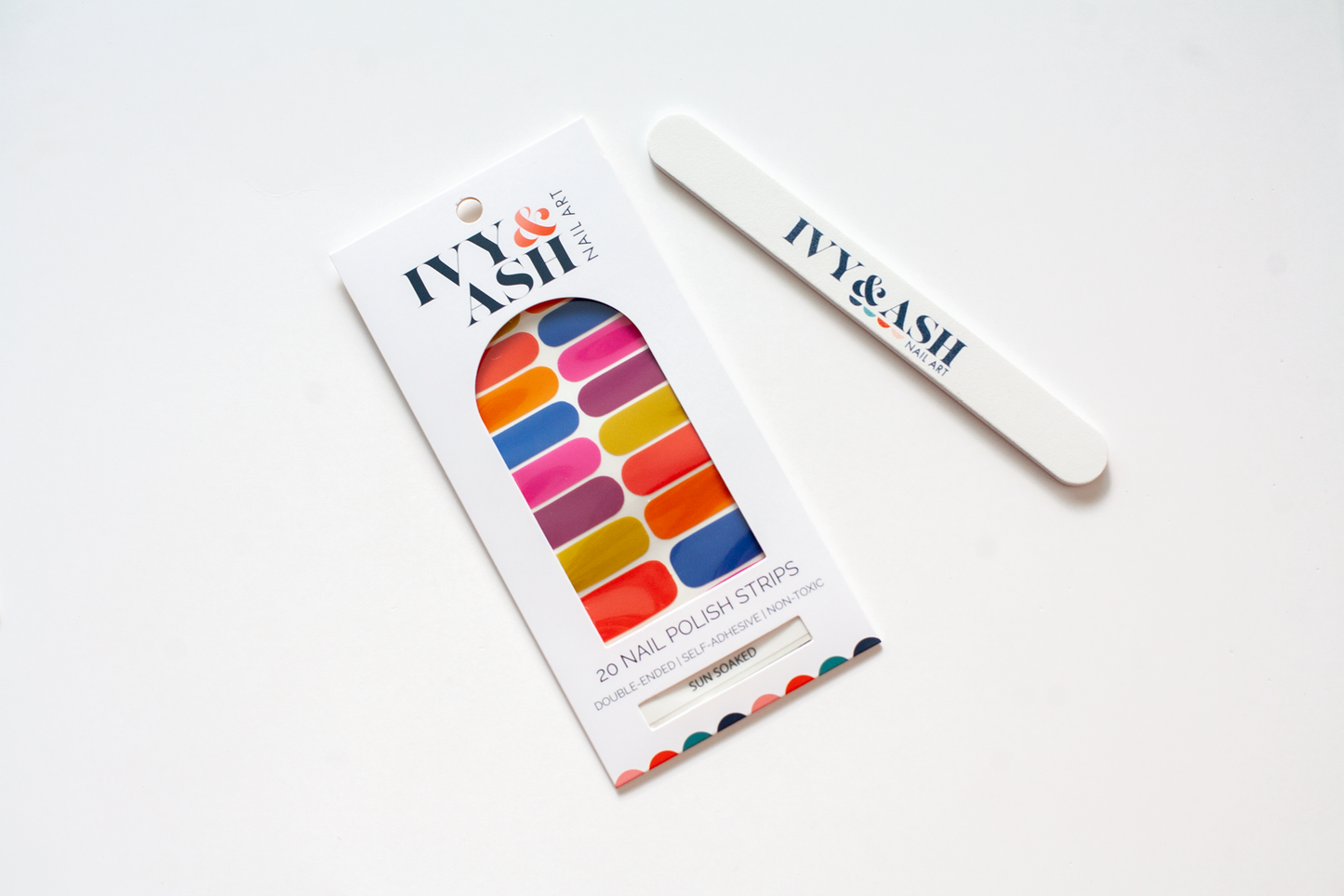 Ivy & Ash - Sun Soaked | Bold & Bright Summer Solid Color Nail Wrap Set