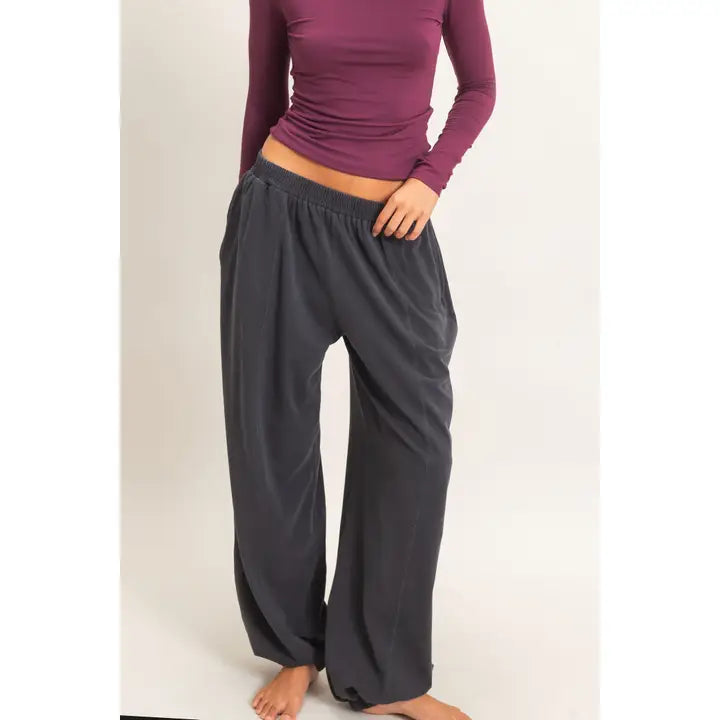 Katie Mineral Wash Joggers in Black