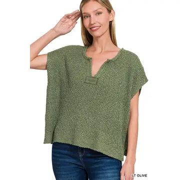 Teah Knit Top in Light Olive