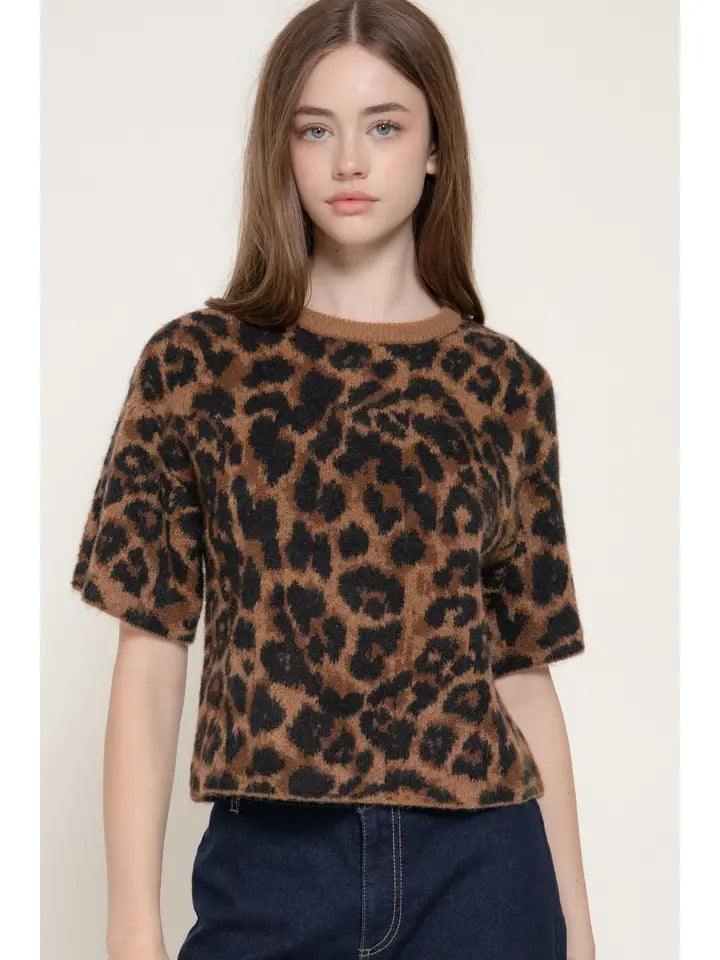 Short Sleeve Leopard Cardigan