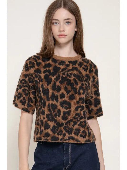 Short Sleeve Leopard Cardigan
