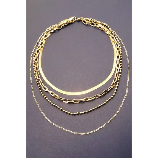 Elegant Mixed Chain Necklace in Gold