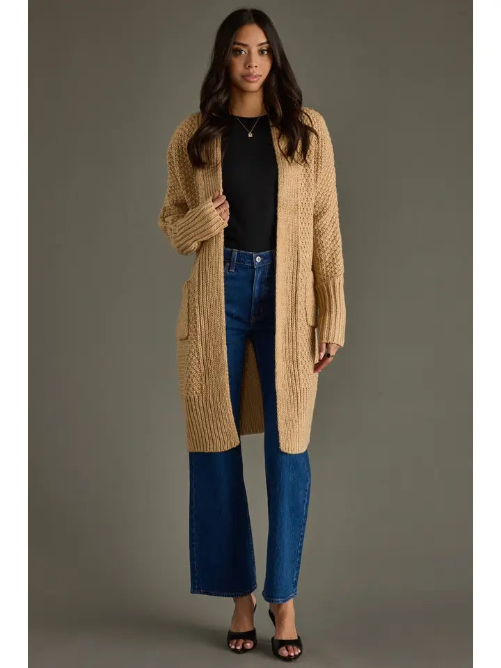 Chunky Knit Cardigan in Tan