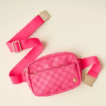 Urban Check Belt Bag & Wallet in Pink