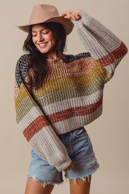 Leila Striped Cropped Sweater