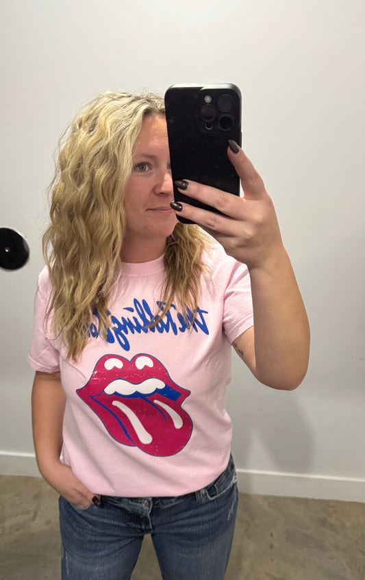 Rolling Stones Graphic Tee in Pink Final Sale