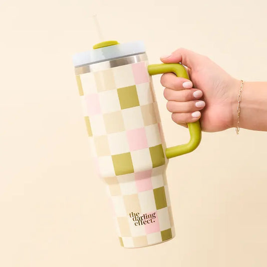 40 oz Checkered Tumbler in Green