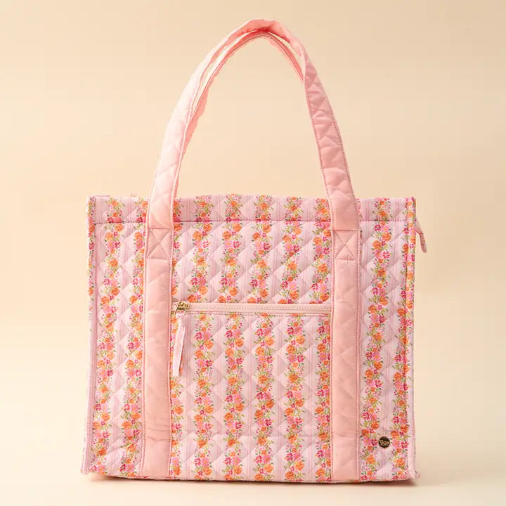 The Everyday Quilted Tote Bag in Parade Pink