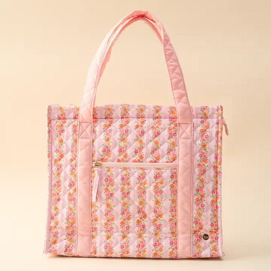 The Everyday Quilted Tote Bag in Parade Pink