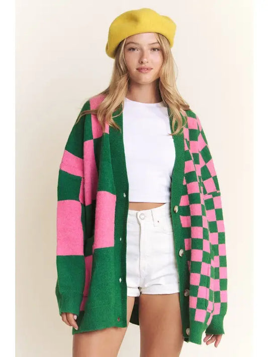 Darcie Checkered Cardigan