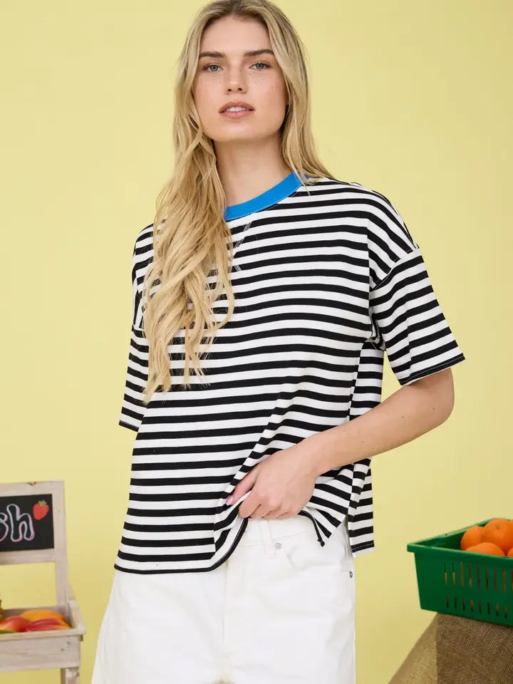 Zoey Colorblock Striped Tee in Back
