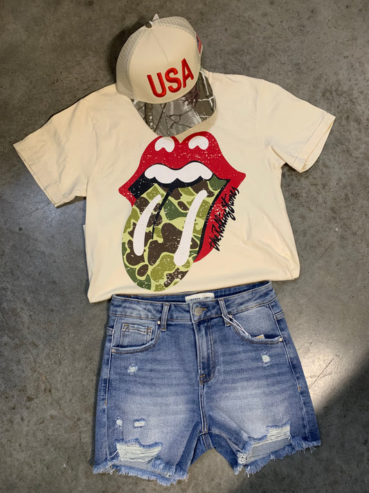 Rolling Stones Camo Tongue Tee