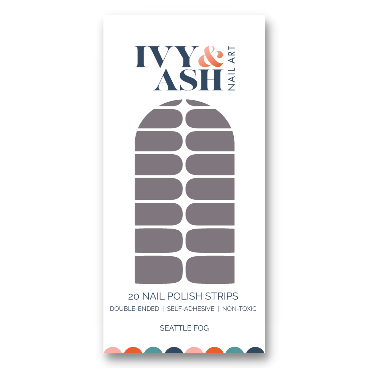 Ivy & Ash - Seattle Fog | Medium Gray At Home Manicure Nail Polish Wrap