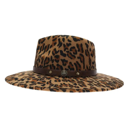 Leopard Print Wide Brim Hat