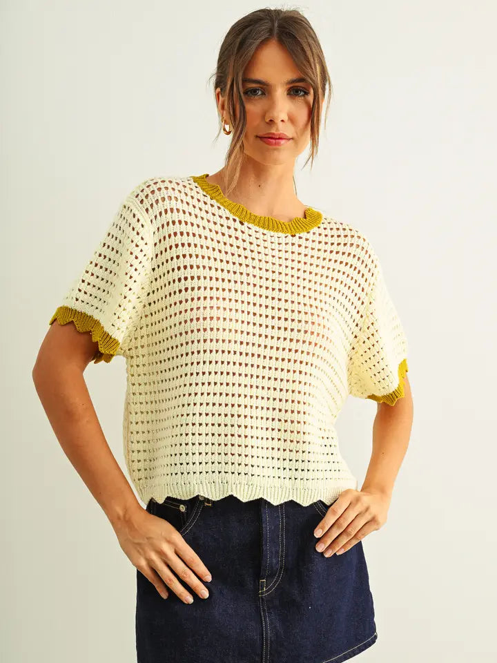 Casey Scalloped Detail Top