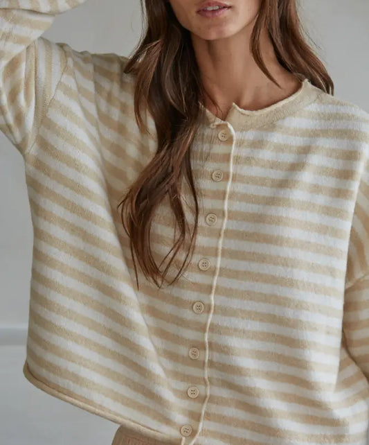 Mariana Striped Cardigan in Natural