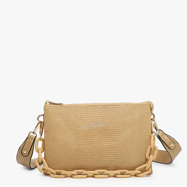 Izzy Lizard Crossbody Bag w/ Chain Strap