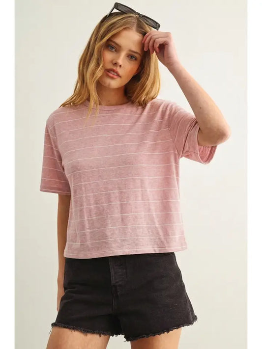 Finley Striped Tee in Pink