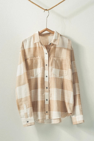 Abbigail Button-Up Flannel in Ivory