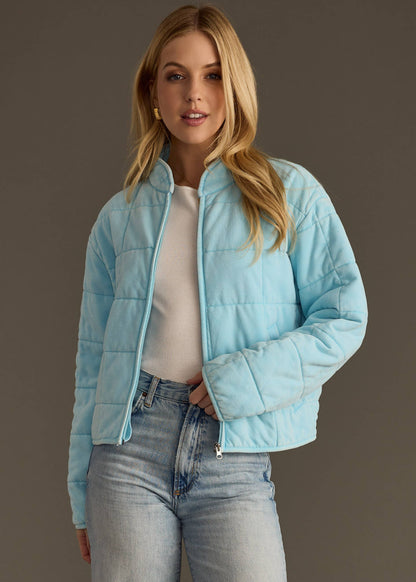 Naomie Light Blue Washed Quilted Jacket