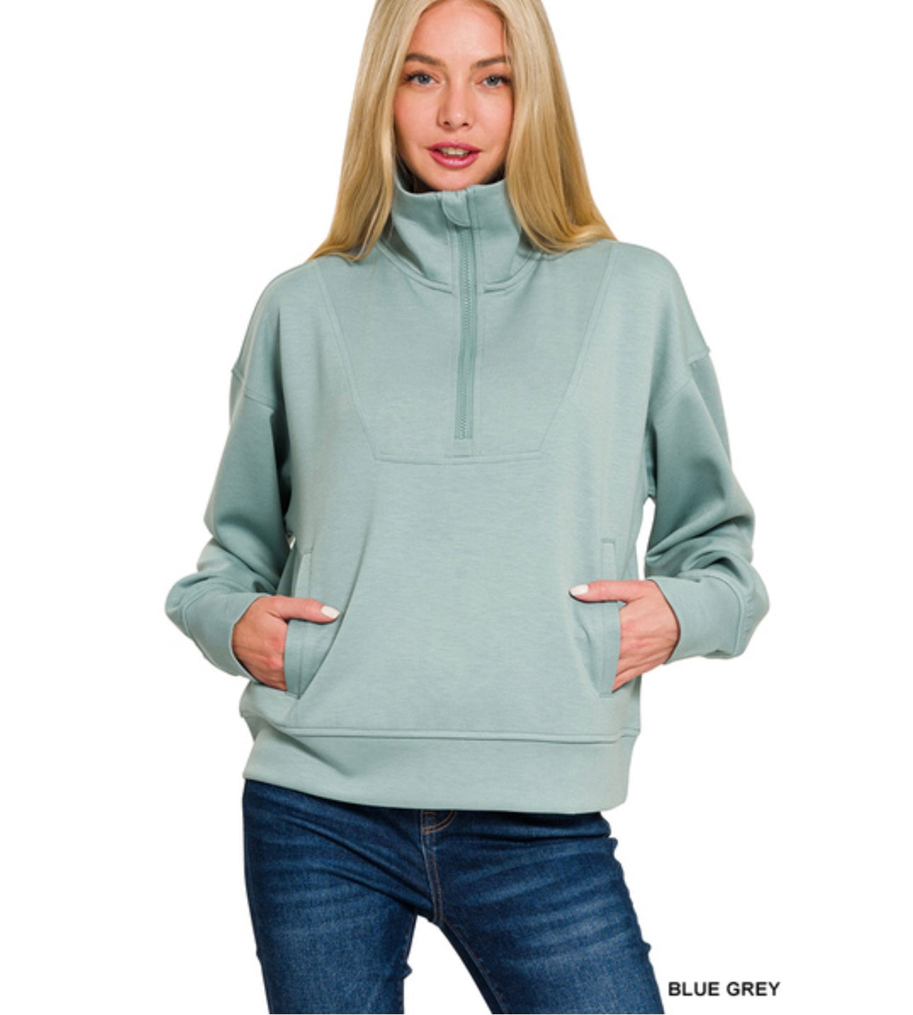 Scuba half zip pullover in Blue Grey