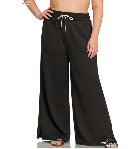 Scuba Fleece Lined Sweat Pants in Black
