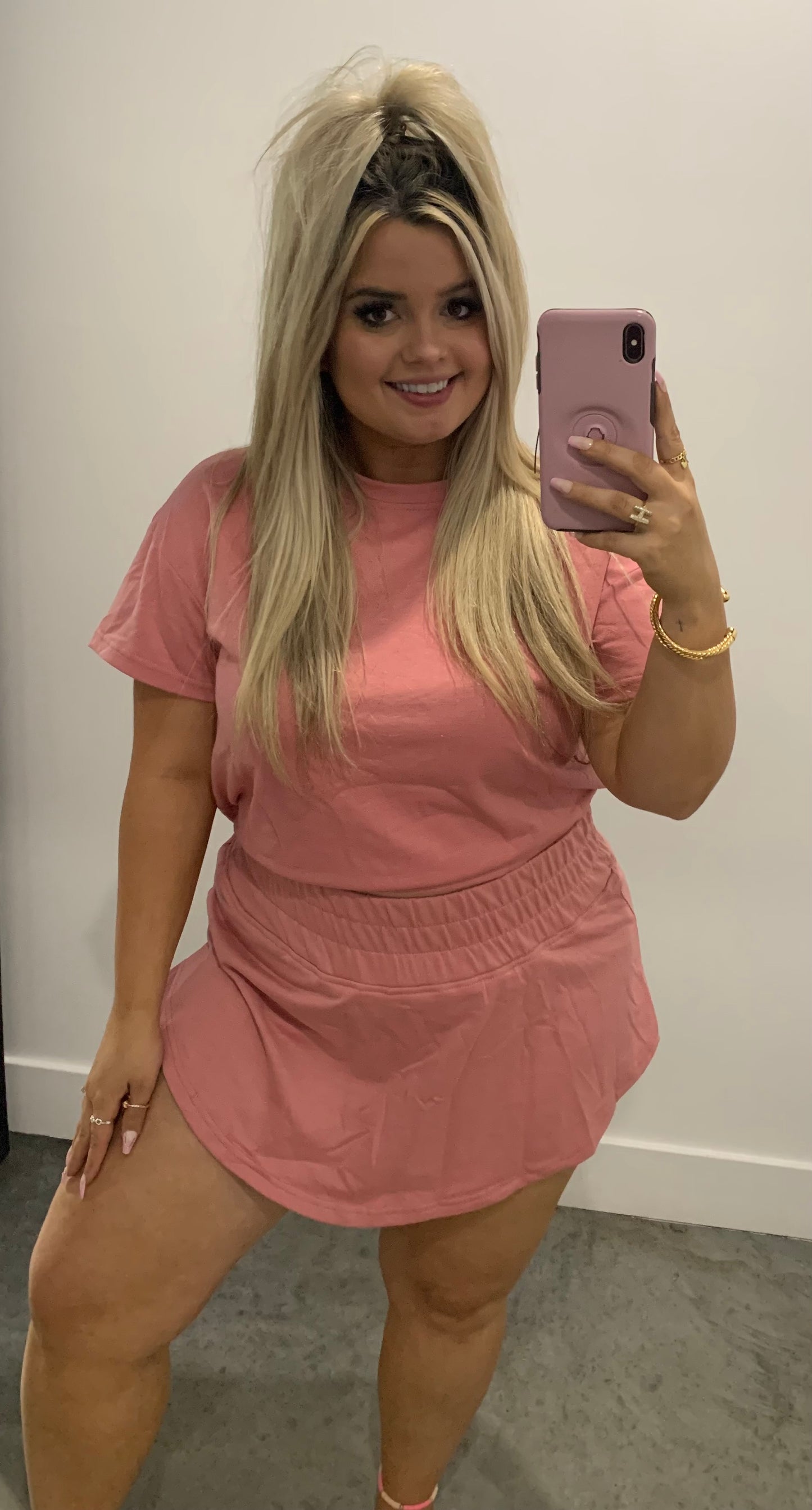 Ruffle High Waist Skort Set in Blossom