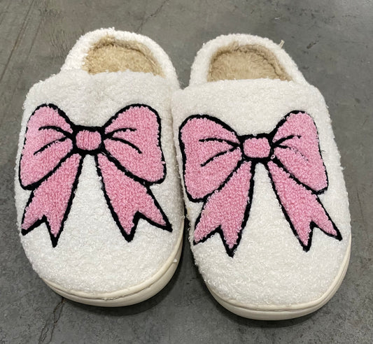 Pink Bow Preppy Slippers