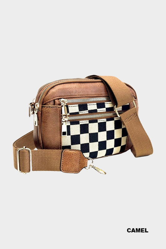 Checkered Crossbody Shoulder Bag