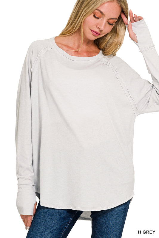 Taryn Basic Long Sleeve Top in Heather Grey