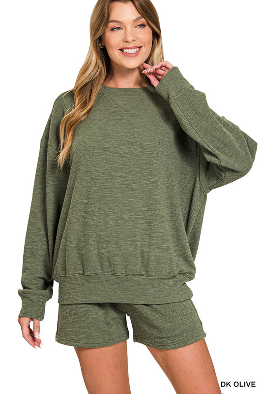 Curvy Kimari Two Piece Short Set in Dark Olive