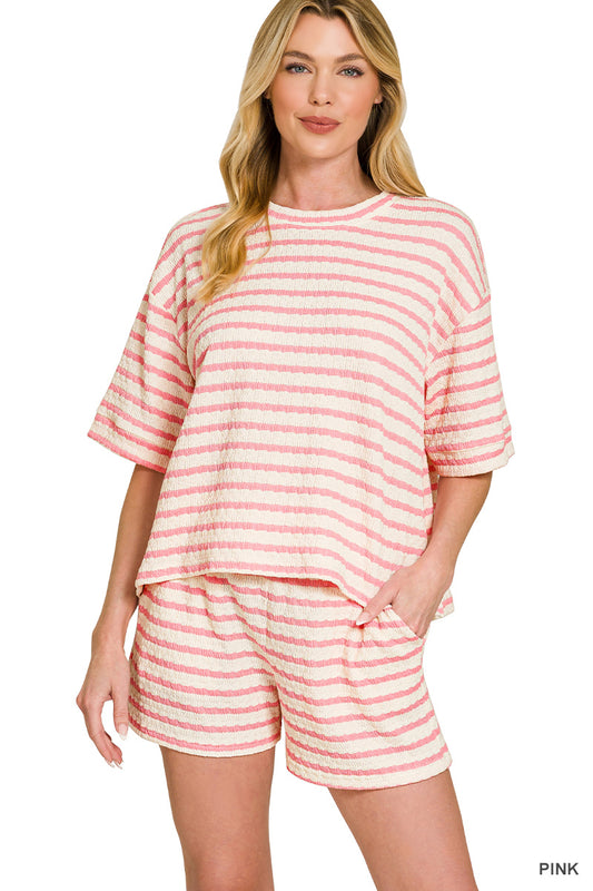Quinn Striped Two Piece Set in Pink