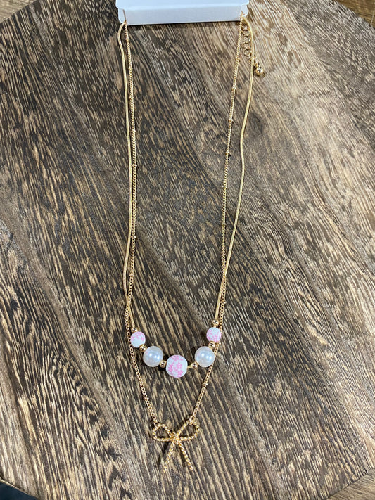 Vintage Inspired Bow Necklace Stack