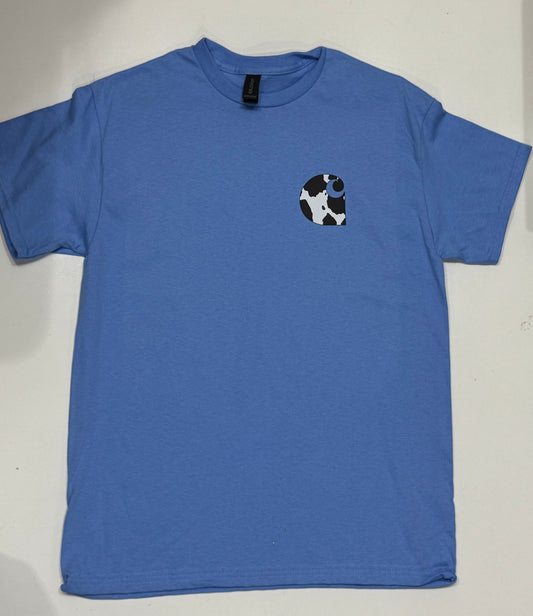 Cow Print Carhartt Tee in Blue Final Sale