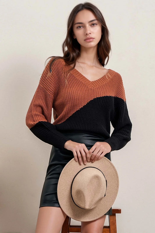 Color Block Sweater Tie Back