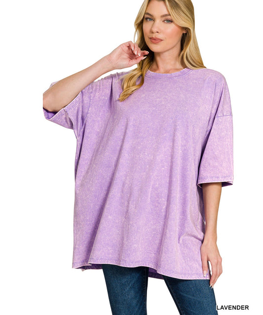 Madi Oversized Acid Washed Tee Lavender