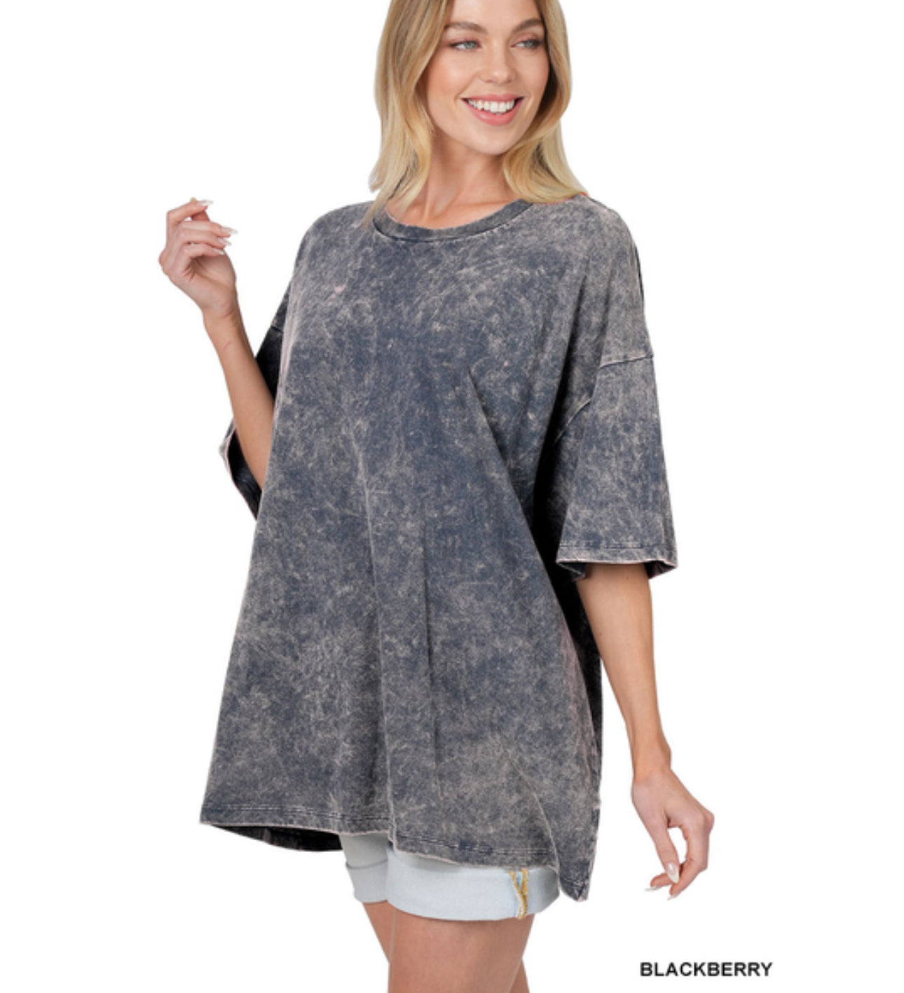 Weekend Awaits Mineral Wash Oversized Top