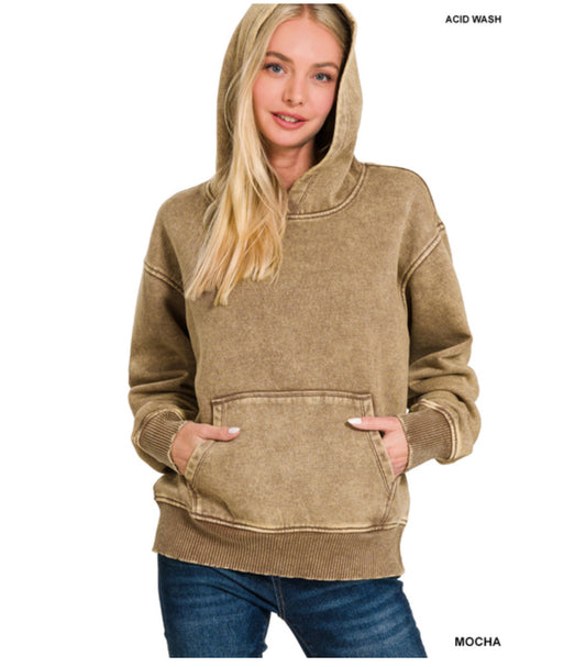 Macklie Hooded Pullover in Mocha