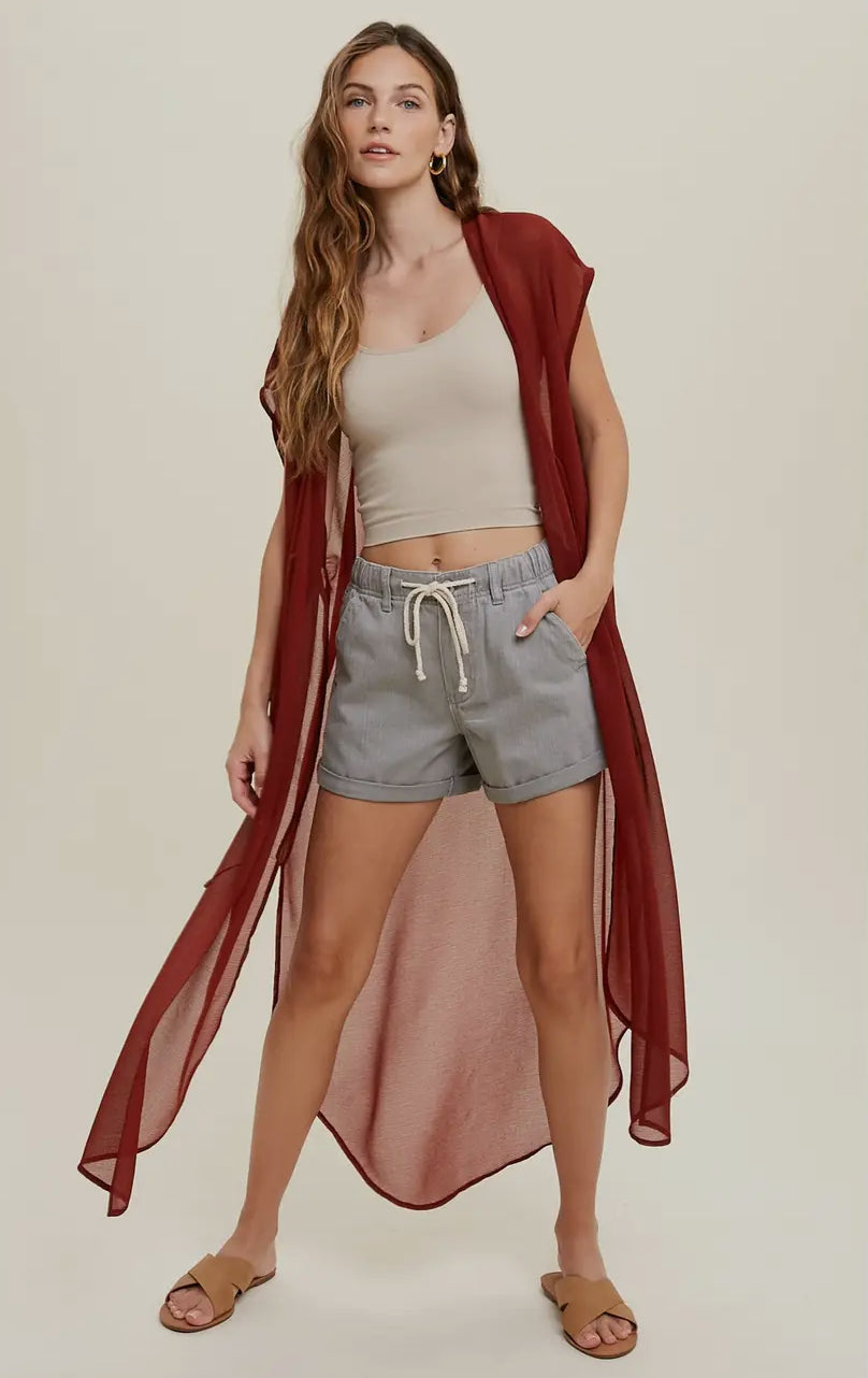 Midi Duster Cover-Up in Brick