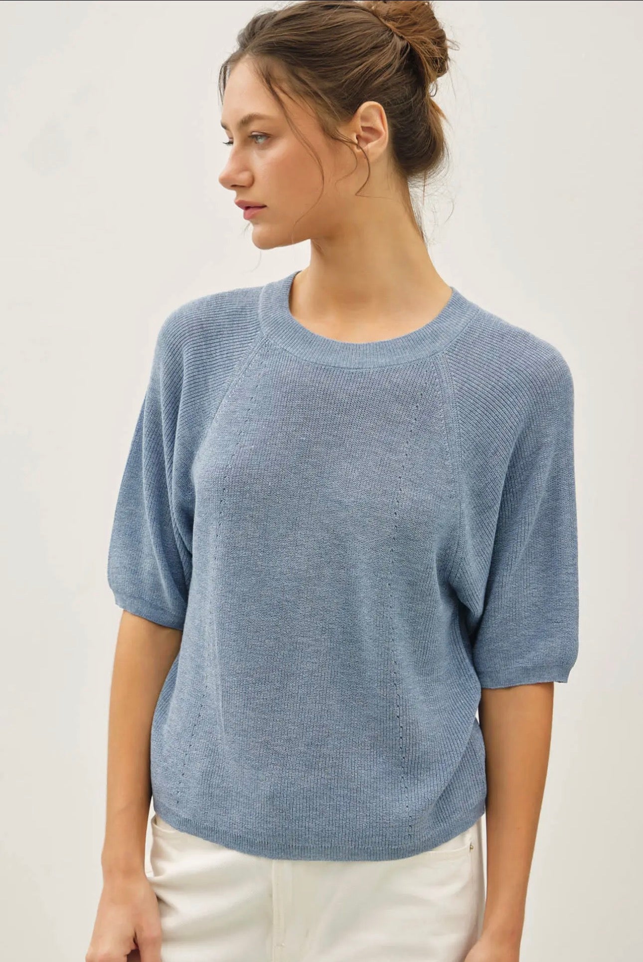 Mariah Knit Sweater in Slate Blue