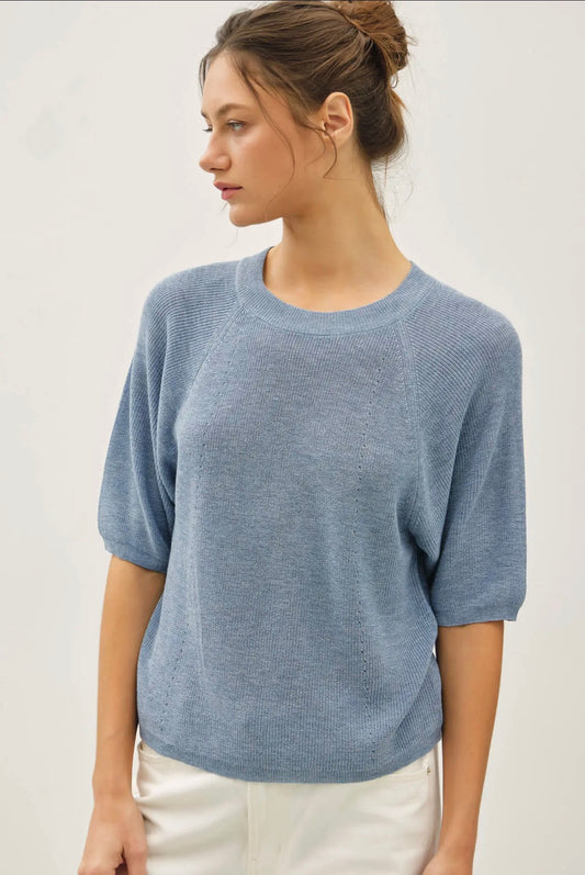 Mariah Knit Sweater in Slate Blue