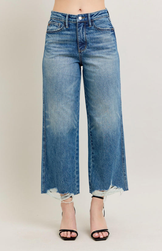 Jema Rigid Magic Destroyed Crop Hem Jeans