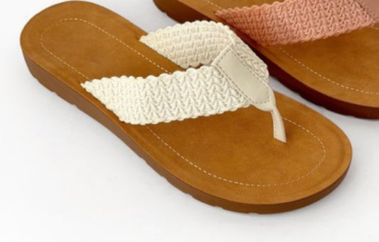 Rebekah Braided Thong in Beige