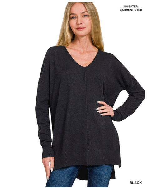 Lola Side Slit Sweater in Black