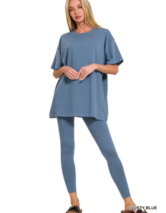 Abbi Oversized Matching Set in Dusty Blue