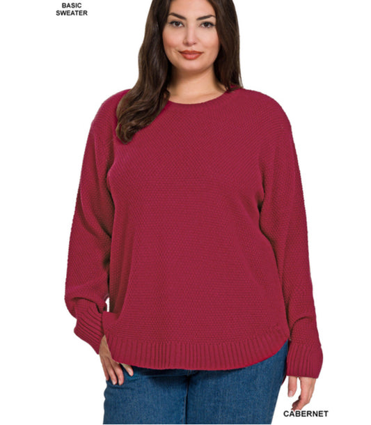 Moxi Waffle Knit Sweater in Cabernet