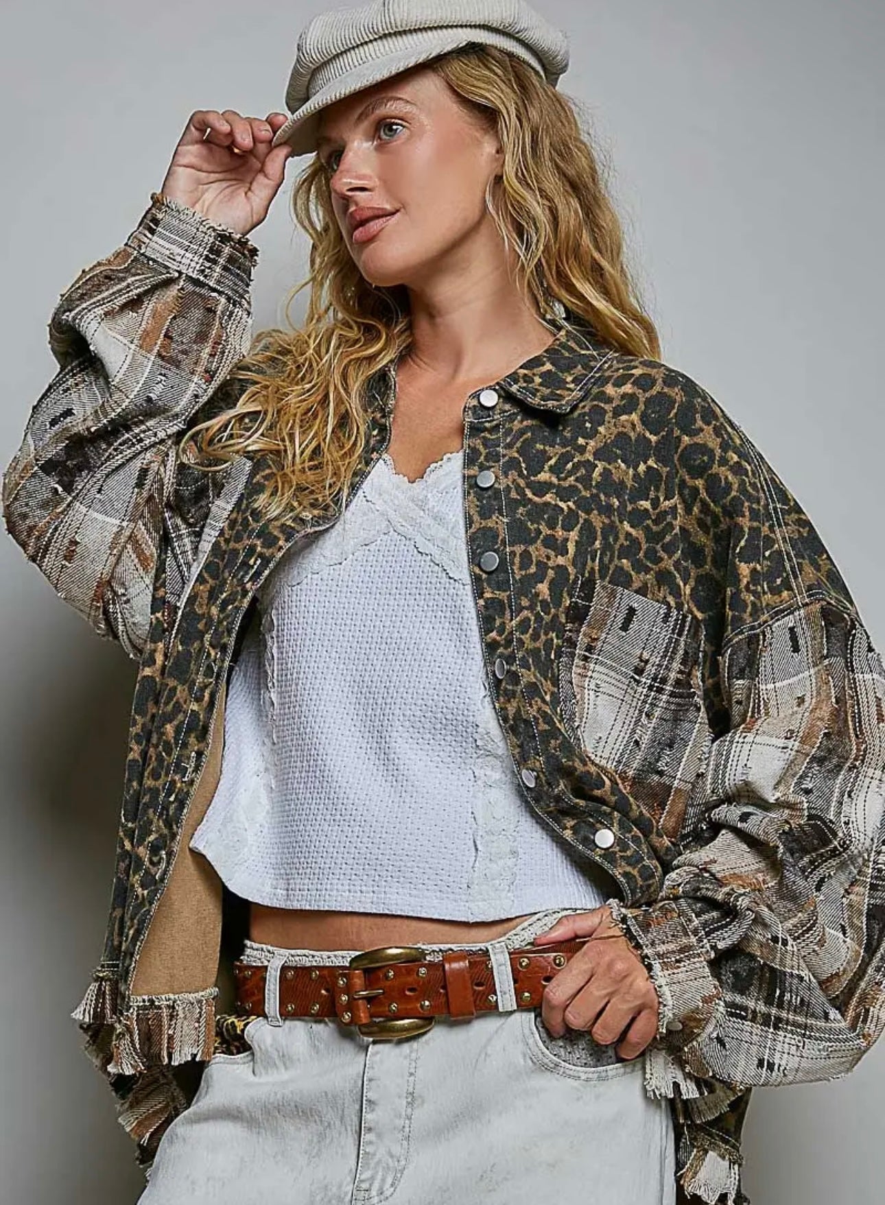 POL all over print raw edge Jacket