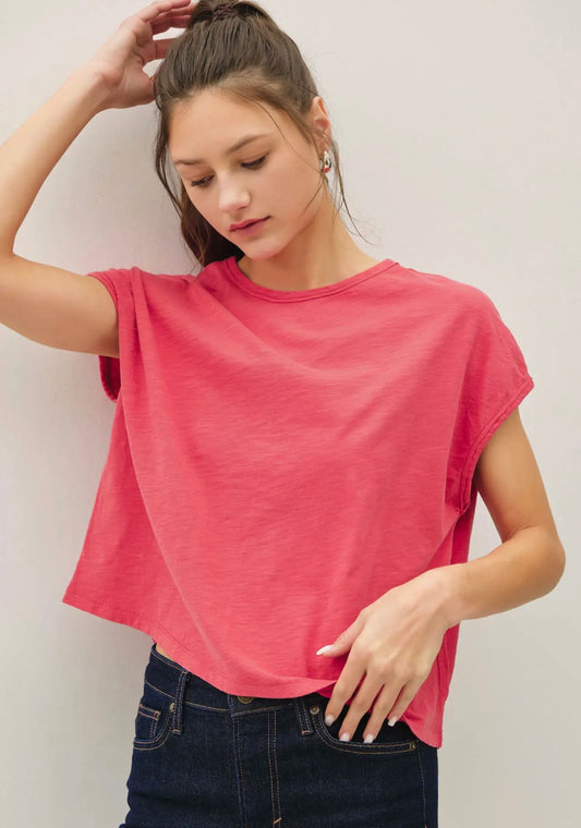Ella Boxy Tee in Cranberry