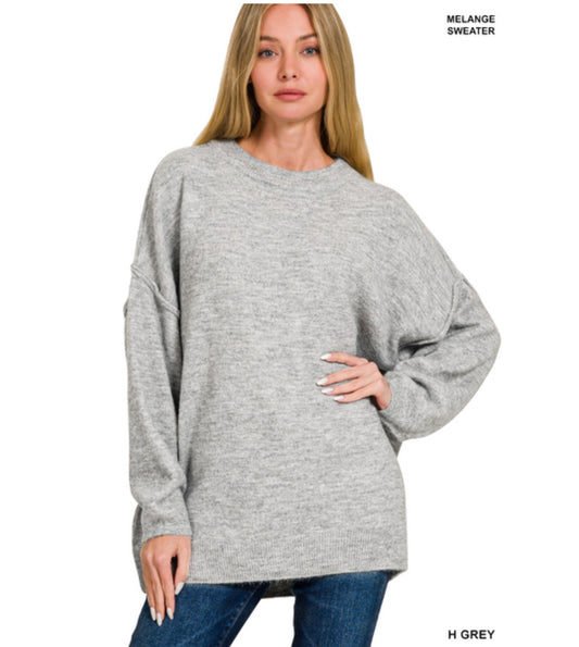 Millie Melange Oversized Sweater in Heather Grey